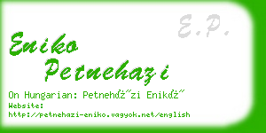 eniko petnehazi business card